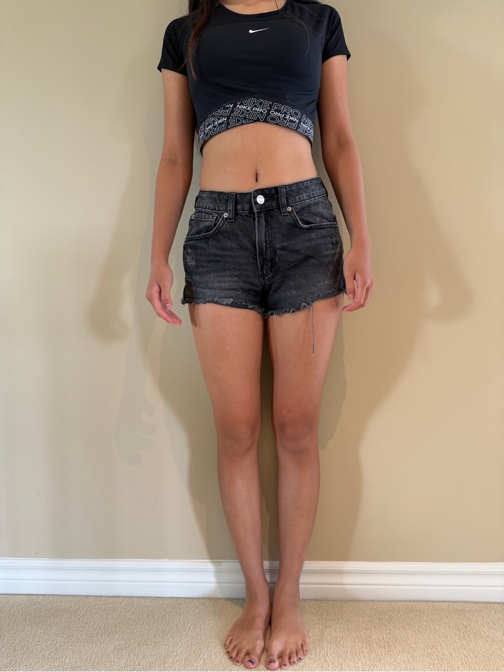 Garage Black Washed Denim Cutoff Shorts